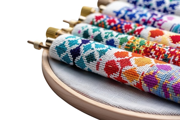 haftowana tkanina - kolorowe nici